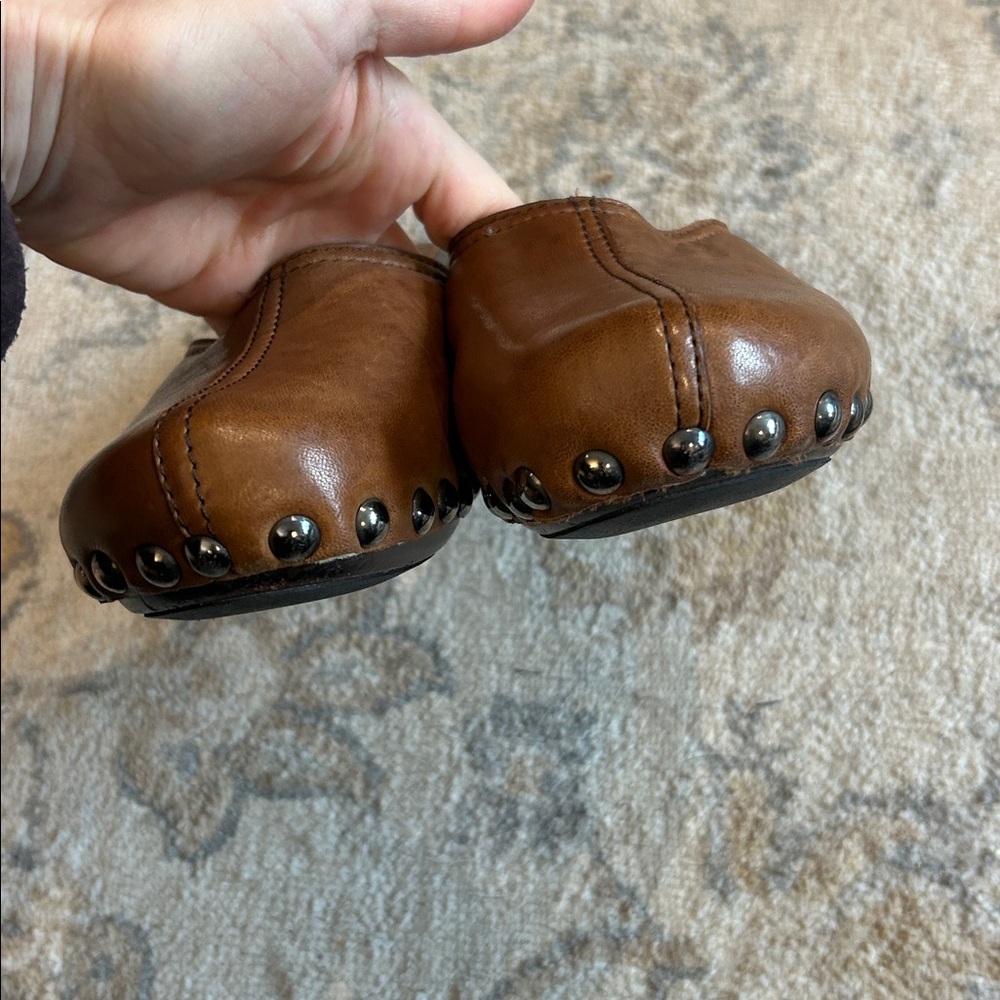 MIU MIU 1996 Brown Leather Fleece Lined Kitten Heel Clogs Size 5.5 - Picture 4 of 5
